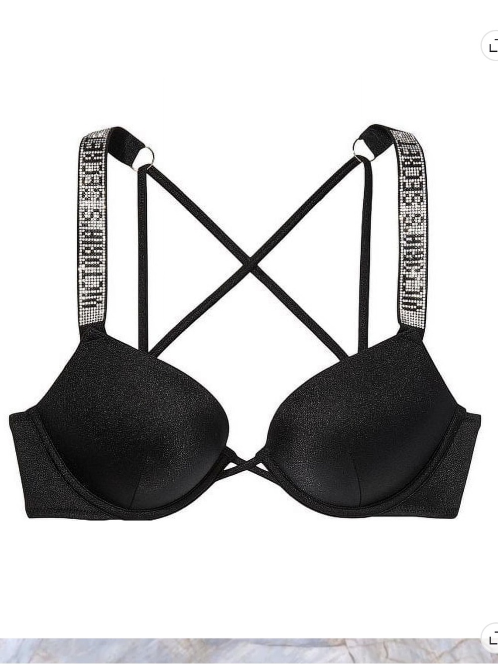 Set Victoria's Secret swim Black Push-Up Bra with Crystal Logo Straps